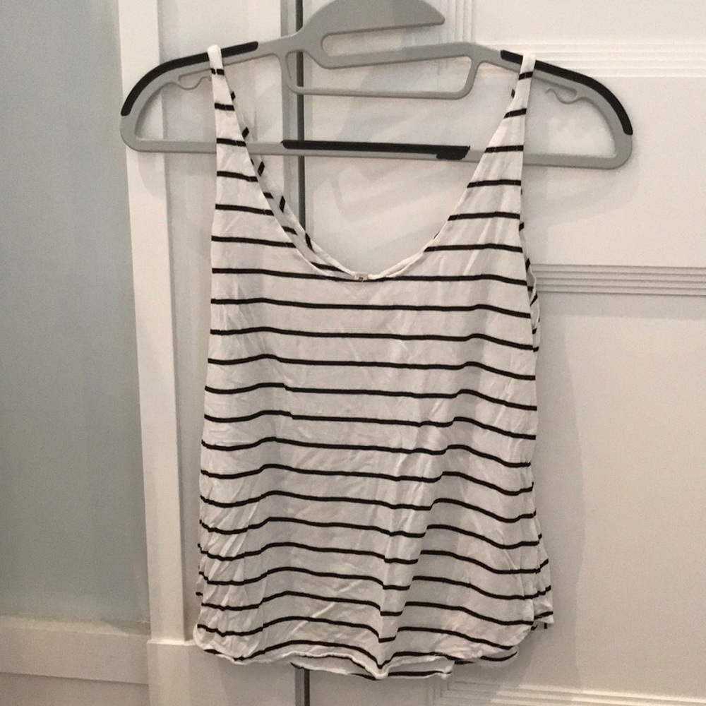Plain black and white stripped tank